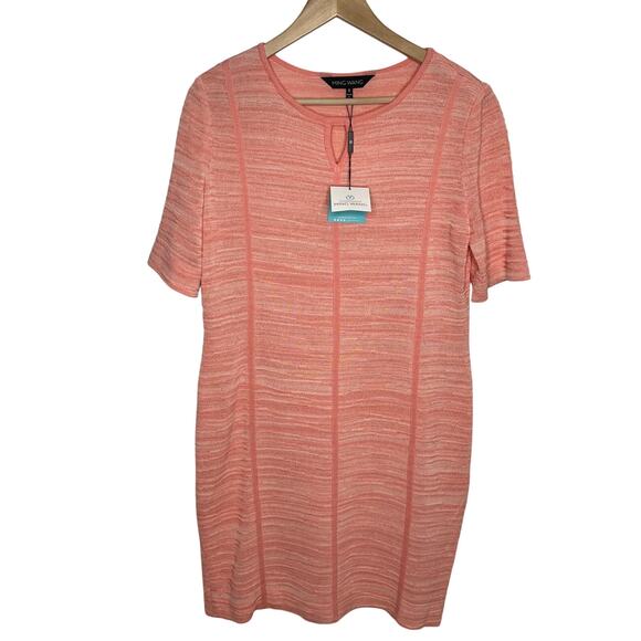 Ming Wang Womens Pue Sheath Dress Small Peach Melange Knit Keyhole Classic - Picture 1 of 12